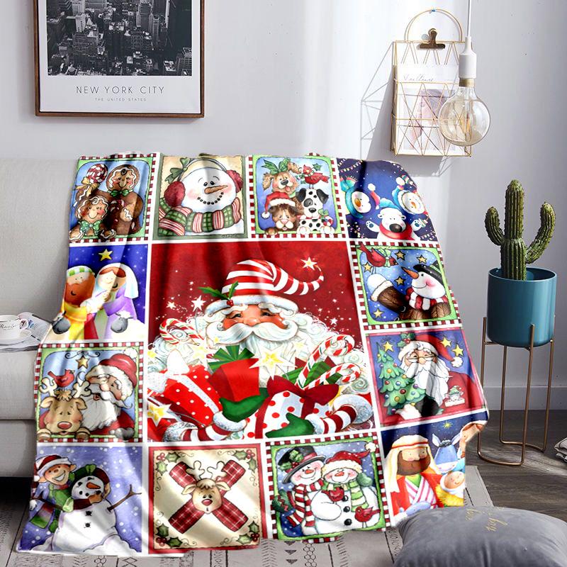 Deka přátelství Santa Sněhulák Lehká flanelová přikrývka na postel Perfektní pro cestování, kempování, obývací pokoje, kanceláře, pohovky, ventilátor Vánoční dárek
