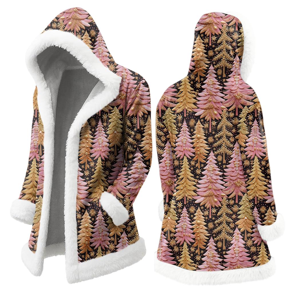 Men's Christmas Long Hooded Cardigan With Pockets Warm Jacket