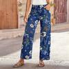 Vintage Floral Jeans for Women, Mid Rise Barrel Wide Leg Jeans, Retro Casual Stretchy Denim Pants with Pockets