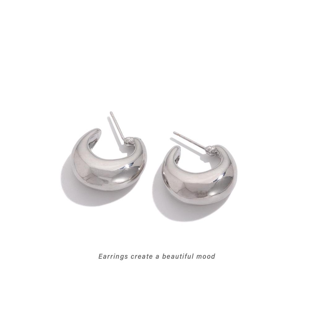 Women's Stylish Metal Ear Clip: Elegant Curved, No Ear Hole Needed, Fashionable & Versatile Cold Style Stud Earrings