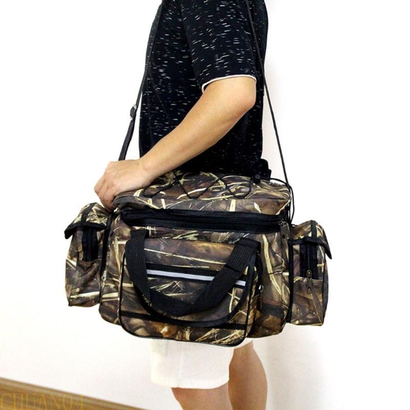 A1A2 Large Capacity Fishing Tackle Bag MultiPockets Fishing Gear Carrying Bag Outdoor Portable Oxfords Cloth Shoulders Bag