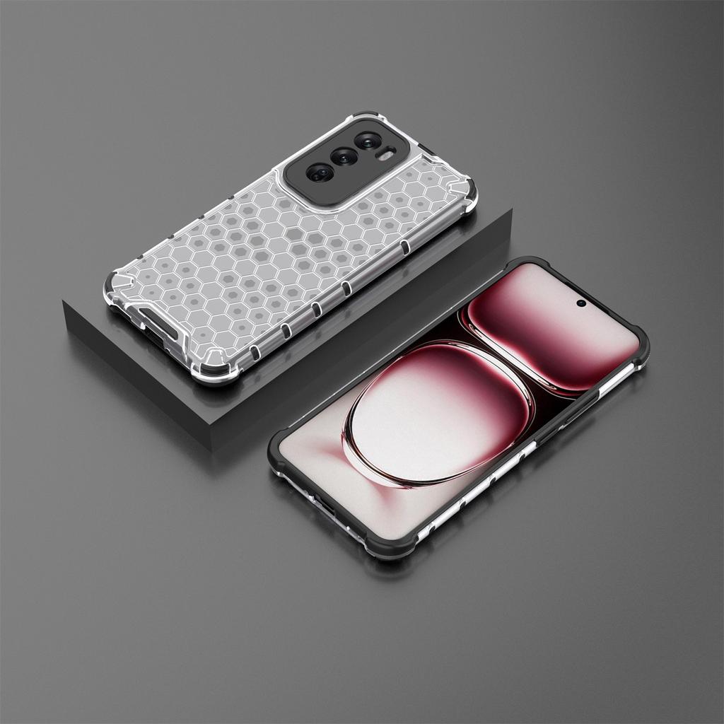 For Oppo Reno12 5G (Global) Case PC+TPU Phone Cover Honeycomb Shape Cushioning Shockproof