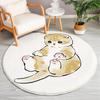 Christmas Cartoon Mat Kids Play Mat Cat Animal Round Carpet Bedroom Mat Living Room Carpet Kitchen Bathroom Anti-Slip Mat