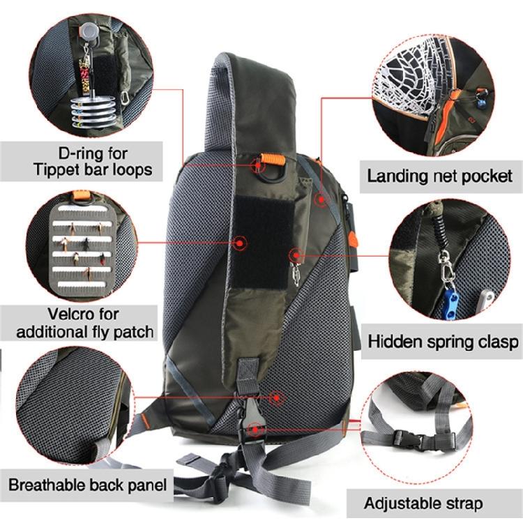 Fliegenfischer Sling Pack Brusttasche Angeltackle Aufbewahrungstasche Brusttasche Bequeme Angeltaschen Zubehör Ausdauernd