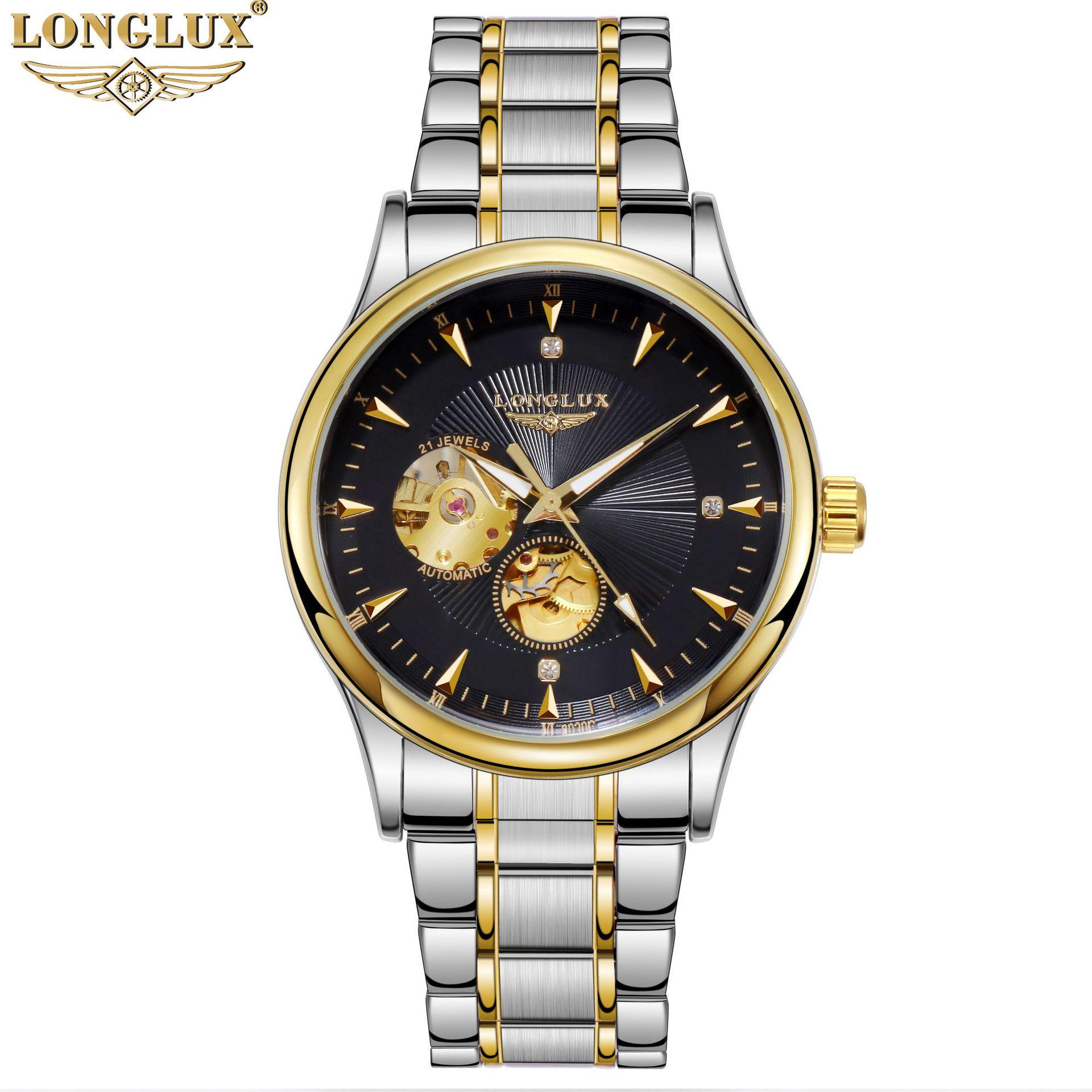 

LONGLUX Men s Hollow Waterproof Automatic Mechanical Business Watch
