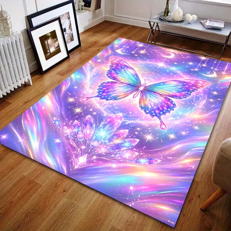 Multiple sizes Colorful dreamlike butterfly and moons Carpet for Living Room Bedroom Sofa Home Decor Rus Non-slip Floor Mat