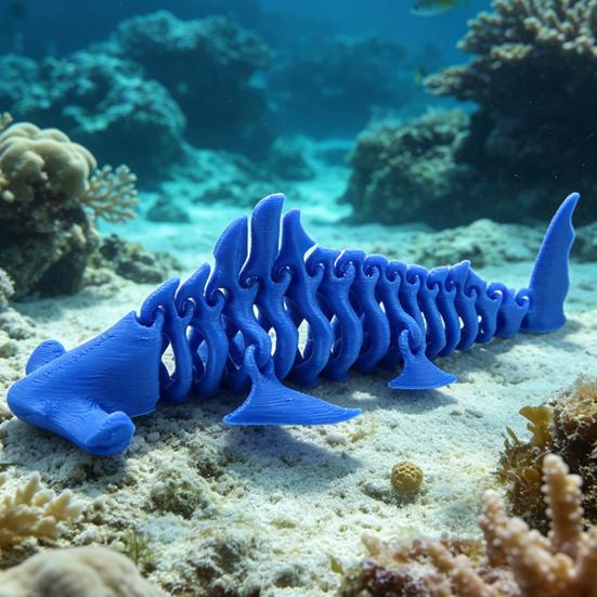 3D Printed Shark Figurine Flexible Fidget Animal Model Articulated Stress Relief Desk Toy