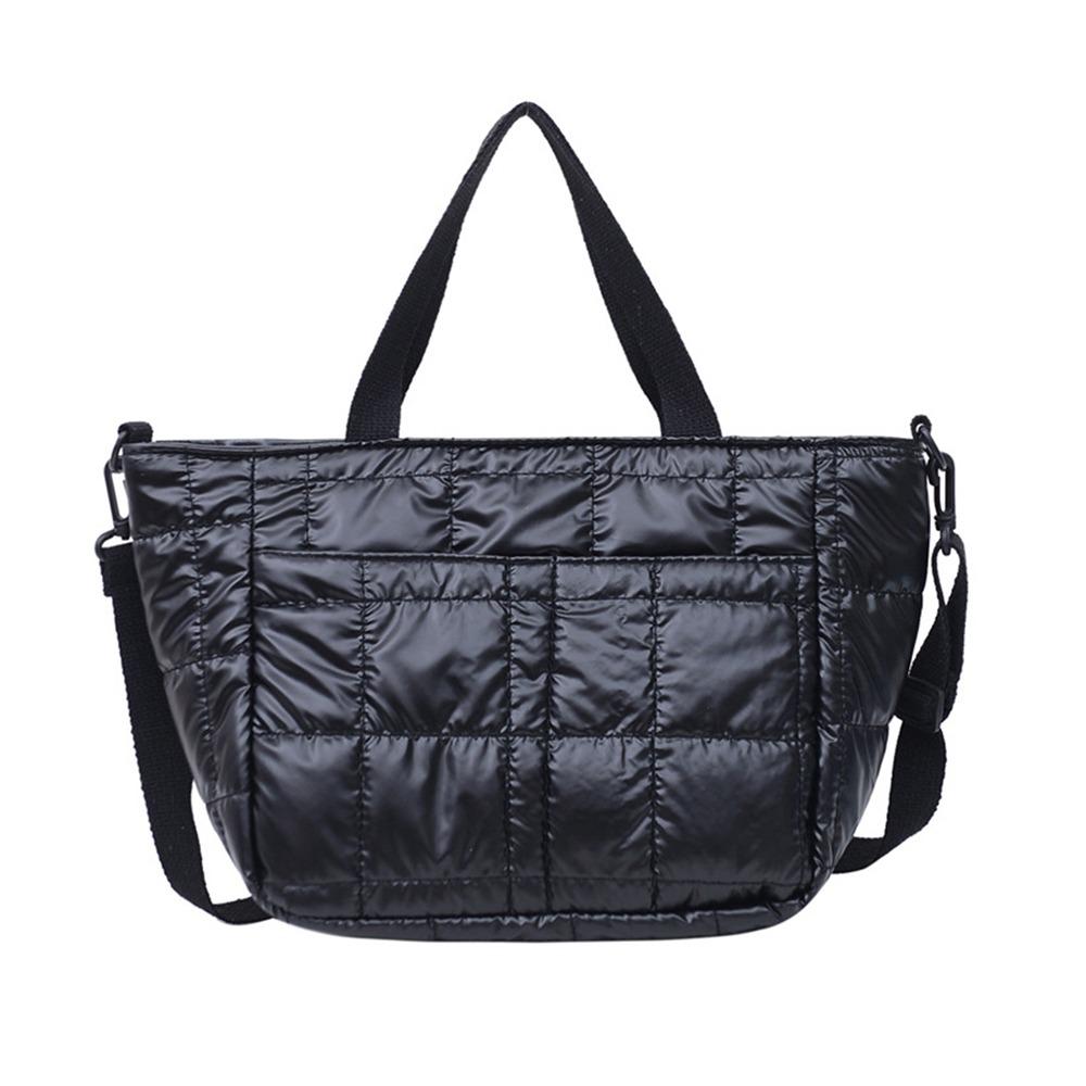 New Large Capacity Down Bags Quilted Design Solid Color Tote Bag Shoulder Bag Winter
