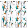 Mid Century Modern Curtains,Blue Orange Abstract Atomic Geometric Pattern Retro 1950S 1960S Style Window Treatments For Bedroom