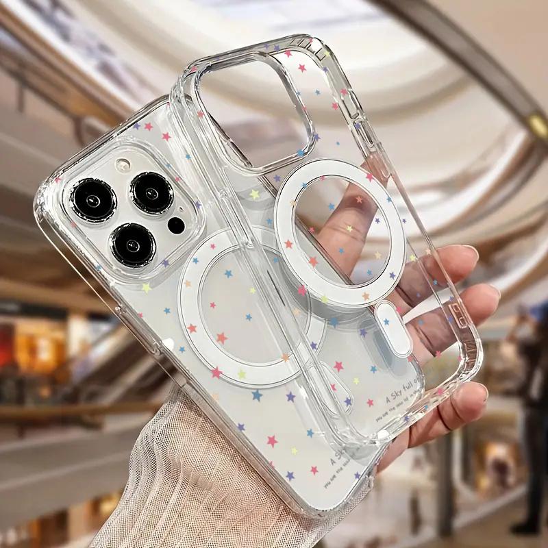 Full Screen Star Cute Creative Magnetic Phone Case For iPhone 16 E 15 14 13 12 11 Pro Max X XR XSMax SE2 7 8 Plus Cover