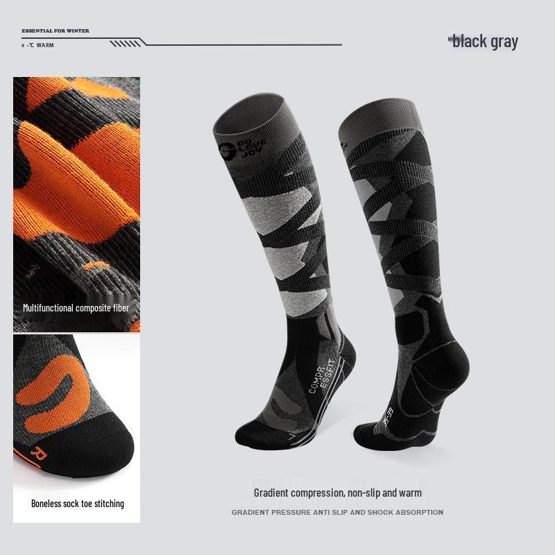 Unisex Winter Wool Ski Socks - Warm, Quick-Dry, Fleece-Lined, High-Top Compression for Outdoor Sports