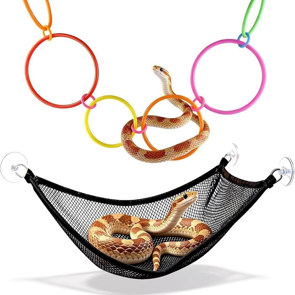 Stability Rings Swing Perch with Rope Snake Enrichment Toys Terrarium Decor Reptile Hammock  Snakes