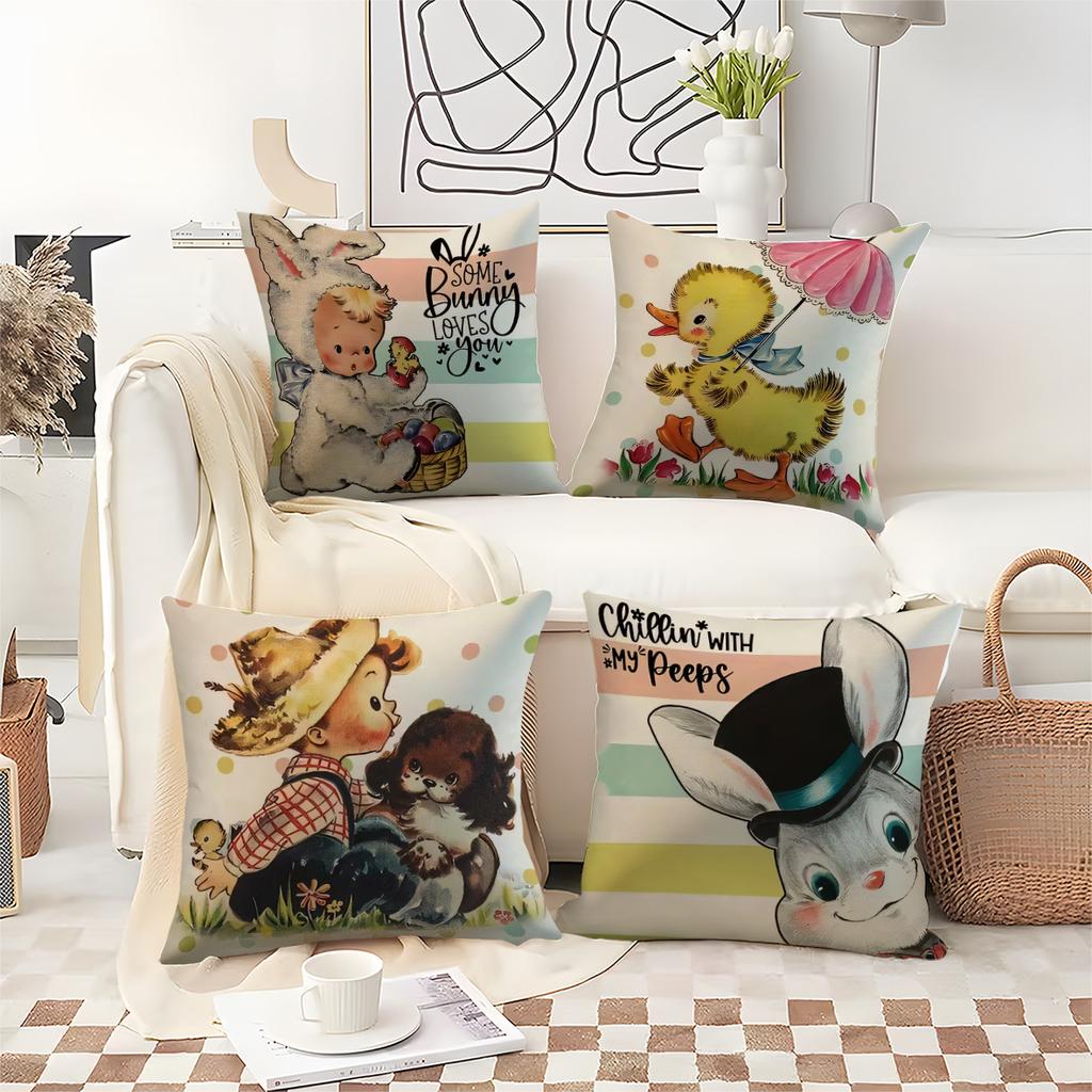 Cartoon Charm and Innocence Digital Printing Pillow Cover Short Plush Suitable Living Rooms Bedrooms Sofas Throw Cushion Cover