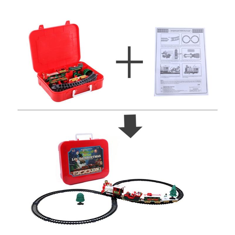 Electric Train Set Safe Realistic Railway Train Christmas Battery-Powered Santa Claus Train Toys Ornaments for Kids Gift