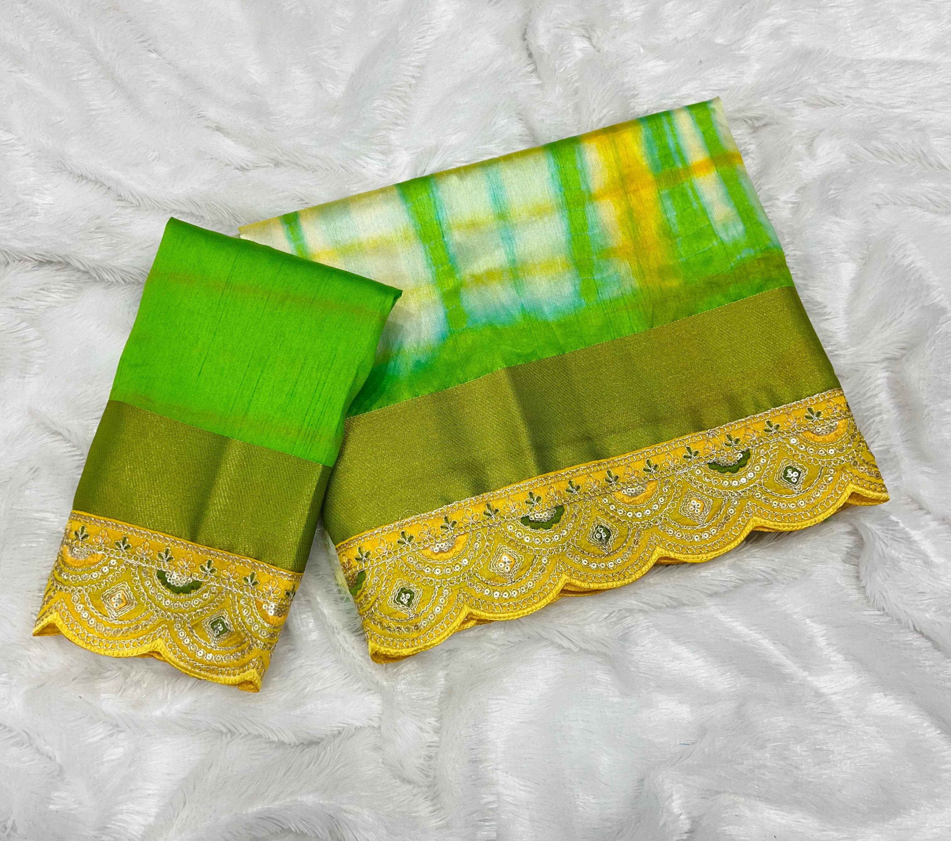 

Туссар шелк lagdi патта с Kalkota Ручная печать Tay и Dai Печать в полном сари с Fancy работы кружева с бегущей блузой