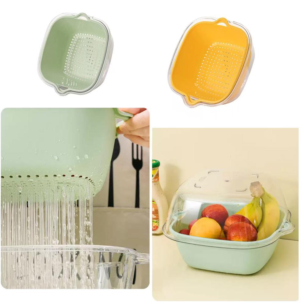 8 pièces/6 pièces/ensemble Égouttoir d'évier Cuisine Paniers d'égouttage double couche Boîte/Panier à légumes Bassin de lavage Panier égouttoir à fruits Boîte de rangement de cuisine