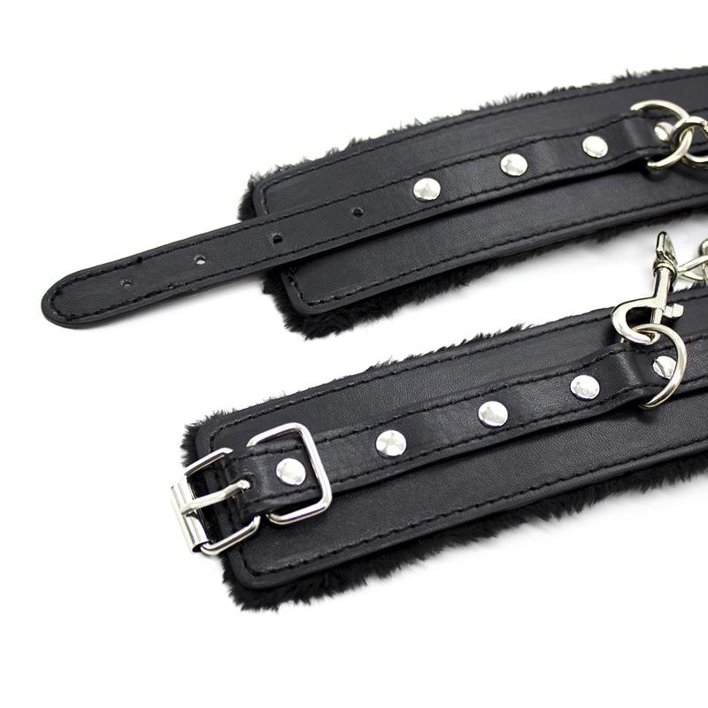 Leather Bdsm Handcuffs Sexy Ankle cuffs Adult Sex Toys for Womans Couples Fluffy Handcuffs Bdsm Slave Bondage Cuffs Sex Shop