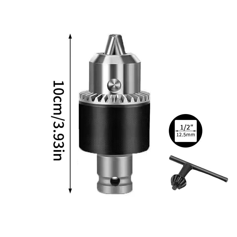1/2 20UNF Drill Chuck 1/2 Chuck Adapter 2-16mm Capacity Keyless Chuck 2-16mm Clamp Range For Wrench Conversion