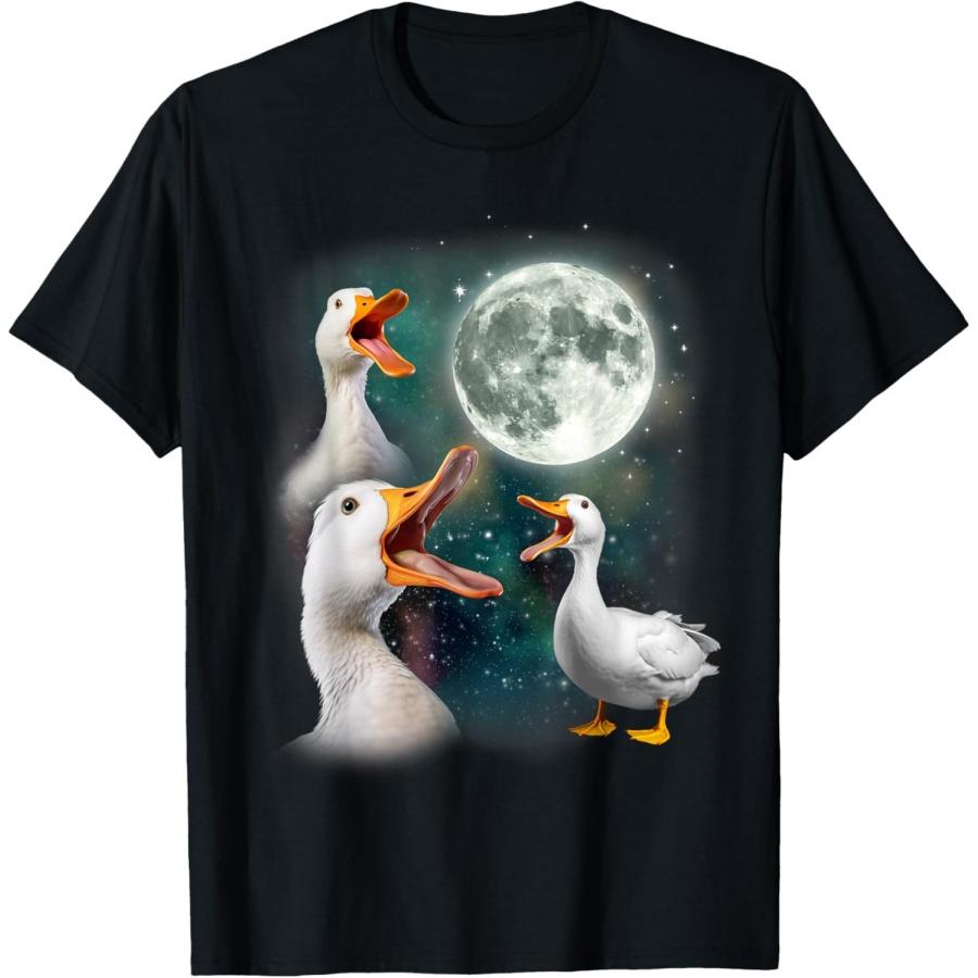 

3 Ducks Howl At Moon _ Funny Weird Cursed Pekin Duck Lover T-Shirt XXXXXL чорний