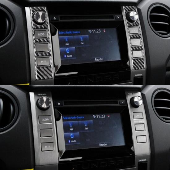 2x Carbon Fiber Central Console Volume Switch Cover Trim For Toyota Tundra 14-18