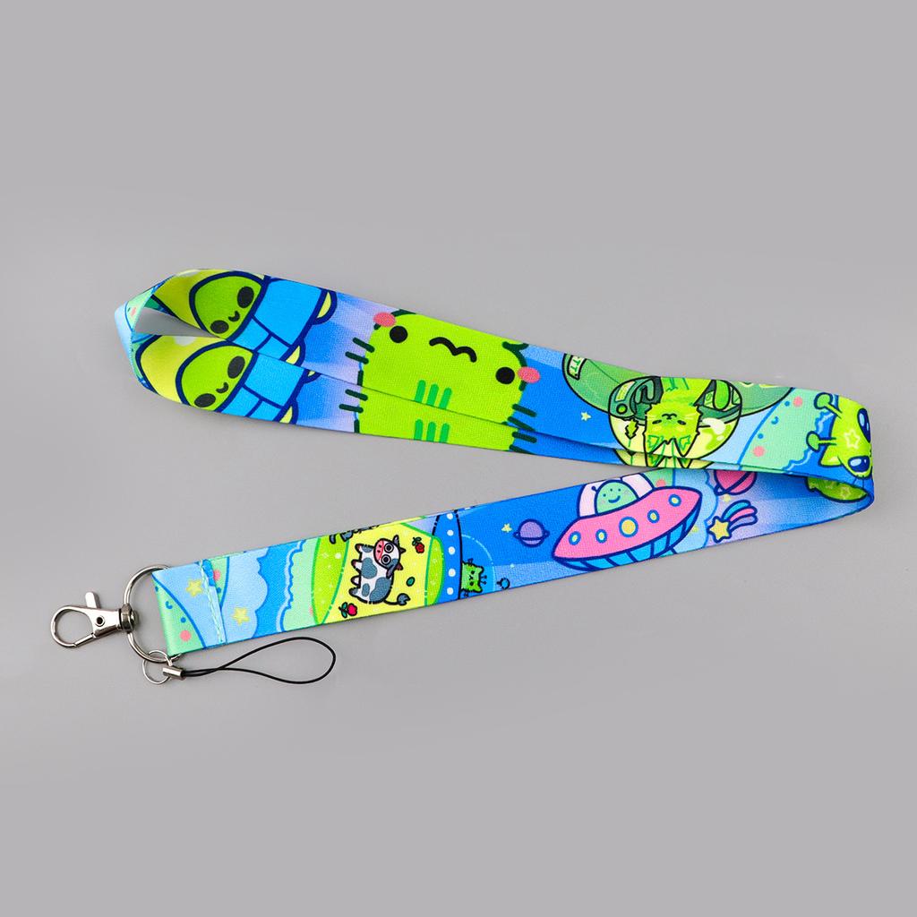 Cartoon UFO Cat Cow Credential Holder Funny Alien Neck Strap Lanyard for Key Keychain USB Badge Holder Keyring Accessories Gifts 6