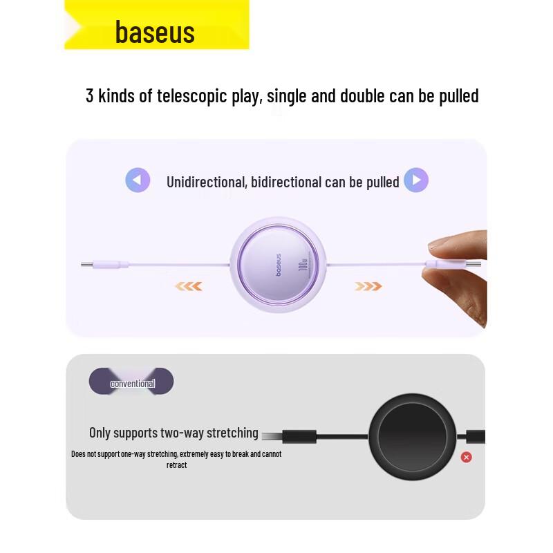 Baseus PD100W Retractable Type-C to Type-C Fast Charging Cable