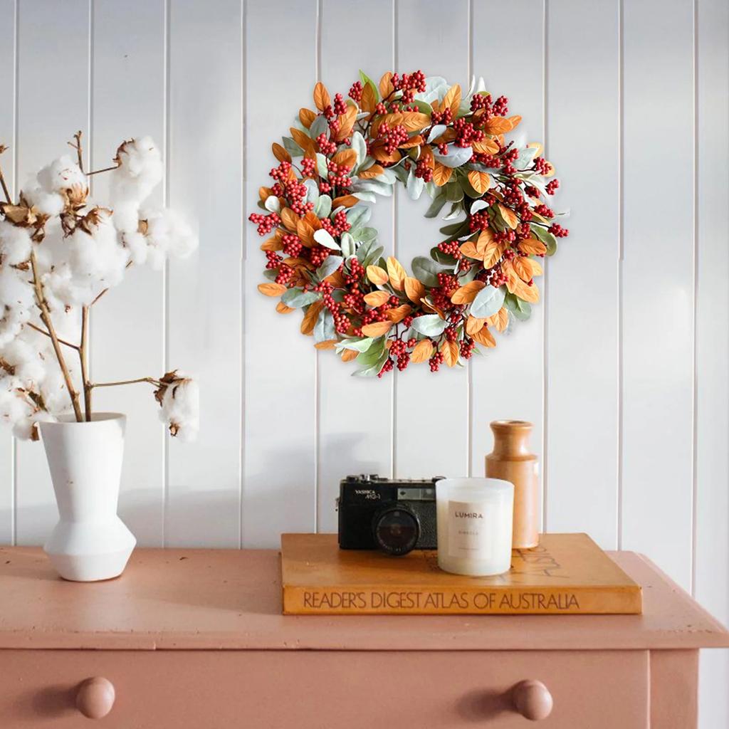 Thanksgiving Autumns Berry Door Hanging Decoration  Flower Wreath,  Porch Home Decoration Flower Wreath