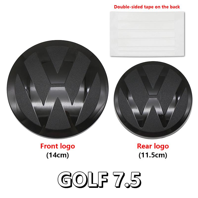 abcd1 2pcs Front Rear Emblem For VW Golf 5 6 7 7.5 8 Modified Black Flat Mirror Logo Cover Stickers Accessories Extra Pro Plus Value
