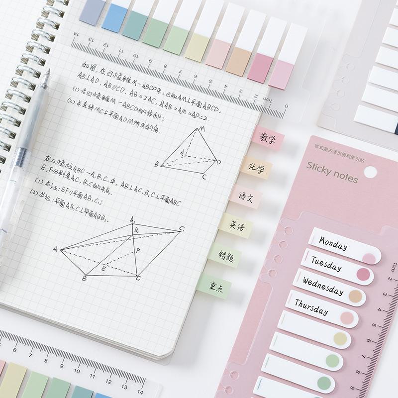 Morandi Color Index Sticky Notes: Writable Plastic Loose-Leaf Indicator Stickers