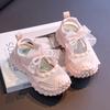 Girls' Open-toe Mesh Athletic sandals2026Summer New Children's Versatile Dad Shoes with Pearl Bow and Mesh Design