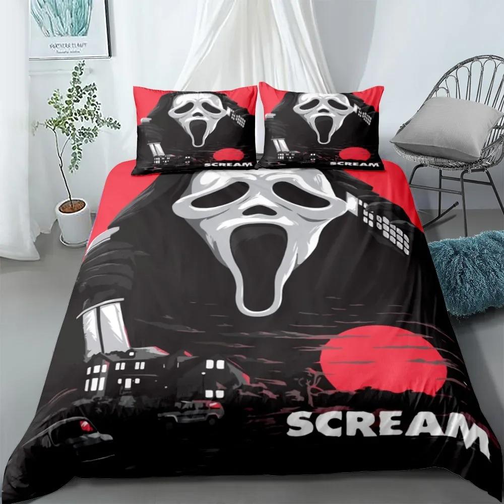 Duvet Cover Set Scream Horror Night Linen Bedding Set Single Double student dormitories Soft Microfiber 2/3pcs set Music Fan