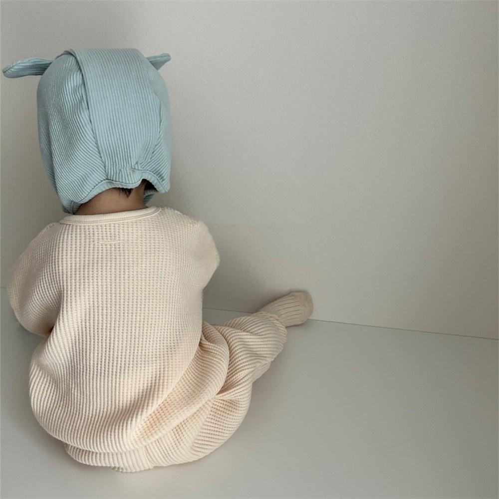 Wiosna Jesień Zestaw Ubrań Dziecięcych Chłopiec Dziewczynka Niemowlę Wafel Kreskówka Długi Rękaw Bluzki+Gładkie Spodnie 2szt Dzieci Nadruk Liter T-shirt Garnitur