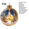 Warm Light Christmas Scenes 3D Animal Faux Crystal Ball Ornament, Lighted Acrylic Hanging Decor Indoor Party Accents with Hedgehog Penguin Panda, LED