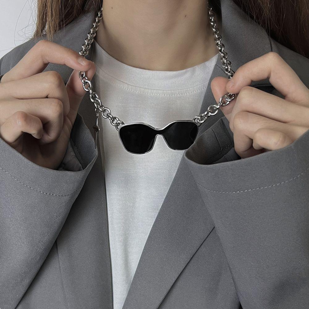 Sunglasses Necklace Niche Punk Design Sense Star Splicing Titanium Steel Men s and Women s Trendy Hip-hop Style Ruffian Handsome Cool