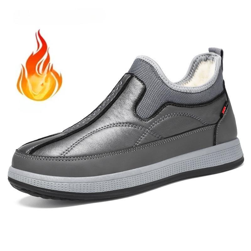 2025 Cotton Shoes Men's Winter Outdoor Casual Warm Slip-On Boots Plush Lined Comfortable Shoes Men Boots