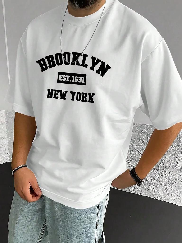 Herren Brooklyn New York Grafik-T-Shirt Lässiges Rundhals-Kurzarm-T-Shirt Mit BROOKLYN EST1631 NEW YORK Aufdruck