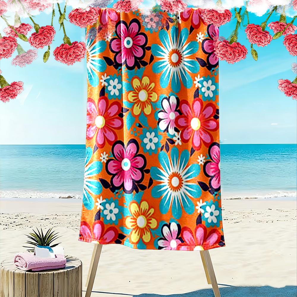 Floral Pattern with Bright Colors Beach Towel Quick-drying for Travel Outdoor Sports Jogging Beach and Swimming
