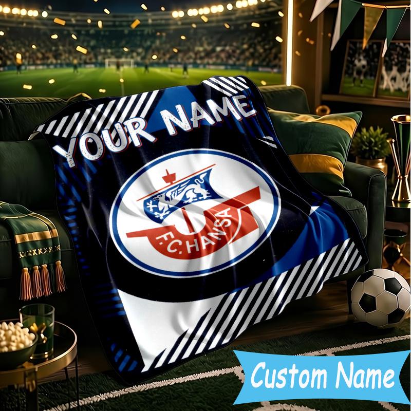 Custom Personalized Blanket Hansa Rostock Football Soft Throw Blanket, Suitable for Family and Friends, Sofa Blanket,Home Decor Christmas gift