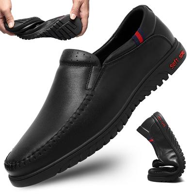 Echtes Leder Herren Slipper Rutschfeste Walking Flats Atmungsaktive Outdoor Slip-on Freizeitschuhe für Herren Arbeit Büro Fahren Größe 47