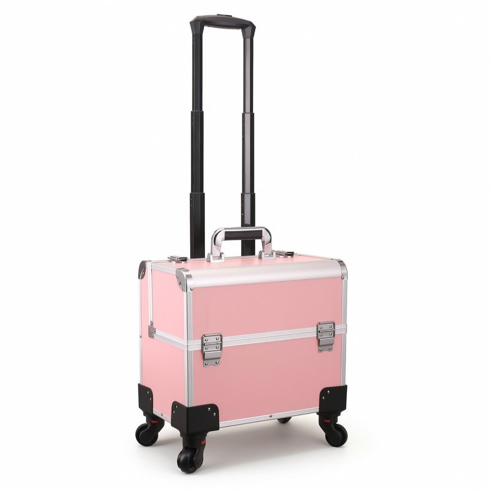 Hard-Shell Rolling Cosmetic Case Telescoping Makeup