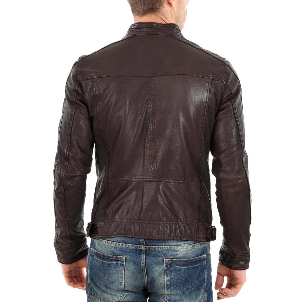 SKINOUTFIT Men's Genuine Lambskin Brown Leather Jacket Stylish Motorcycle Bomber Biker Outerwear MJ 27