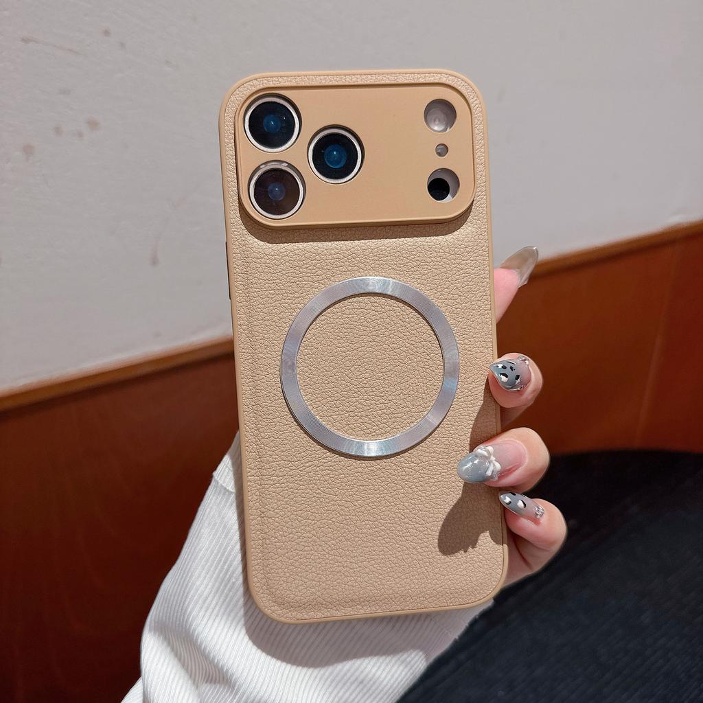 For IPhone 17air Phone Case, Plain Leather Magnetic Suction, for Apple 16promax Anti Drop All Inclusive Protective Case