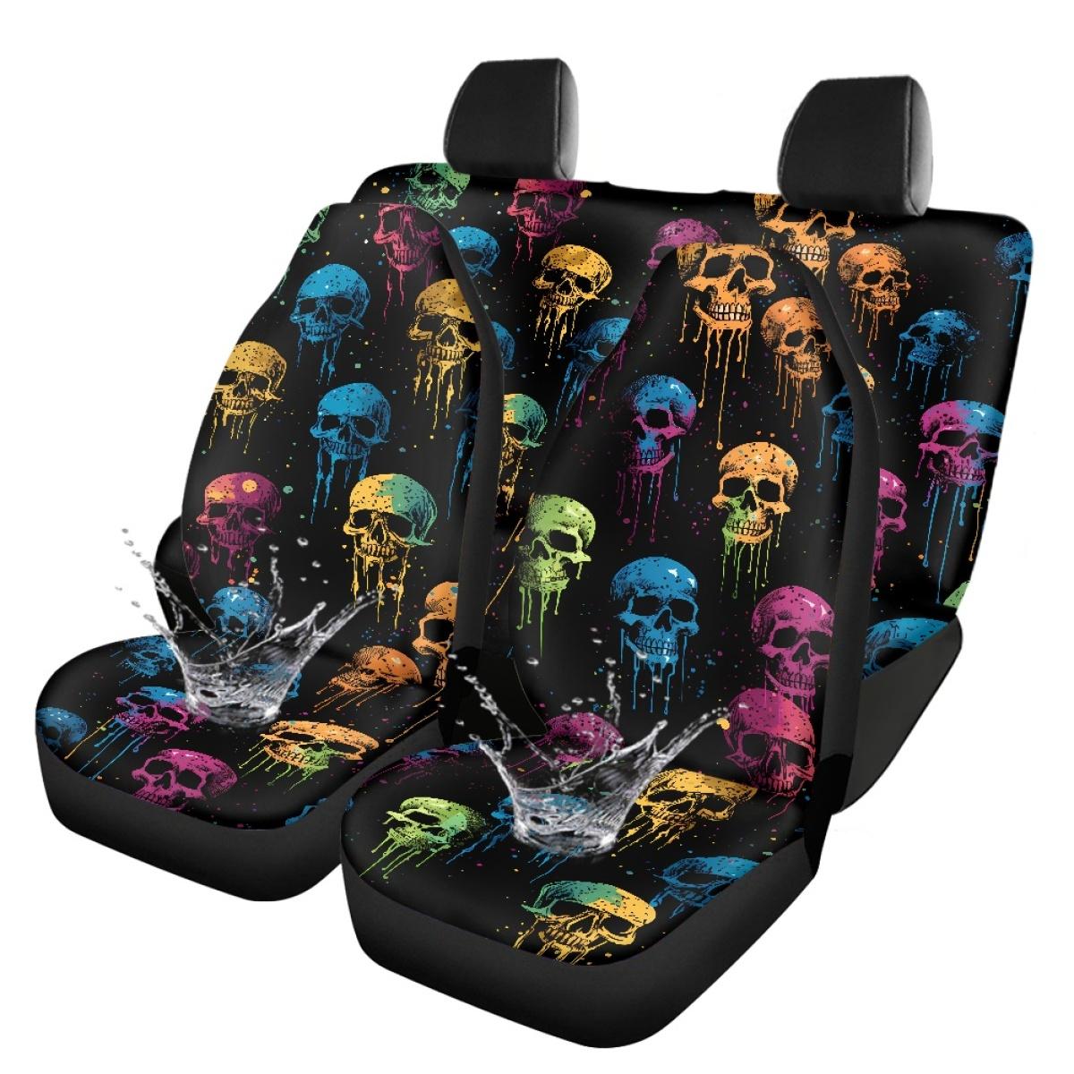 

5-Piece Car Seat Covers Digital Print Abstract Art Waterproof Fabric Airbag Compatible Front Rear Seat Cushions Universal Fit Most Vehicles onesize