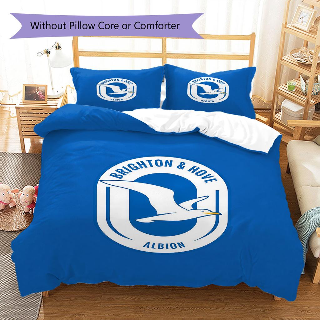Σετ Κλινοσκεπασμάτων Μοτίβο Brighton & Hove Albion, Σετ Παπλώματος Κάλυμμα Παπλώματος Μαξιλαροθήκη Οικιακό Δώρο Γενεθλίων(1 * παπλωματοθήκη + 2 * μαξιλαροθήκη, χωρίς πυρήνα)