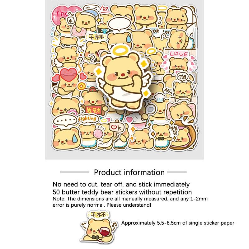 50 Butterbear Stickers Cartoon Cute Stickers