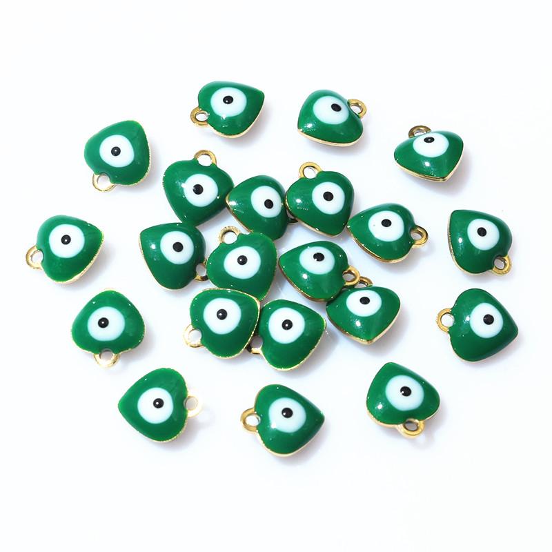 20pcs 9x8mm Enamel Evil Eyes Heart Charms Pendant Stainless Steel DIY Jewelry Making Accessories Findings Bracelet Earrings