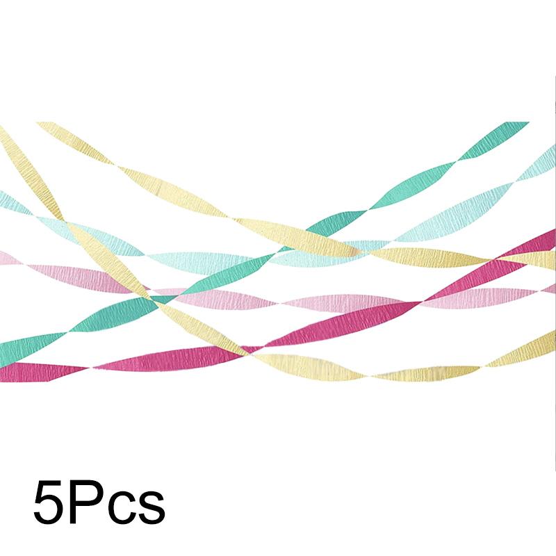 5pcs/Pack Wrinkle Paper Birthday Backdrop Home Supplies Ribbon Party Wedding Decorative DIY
