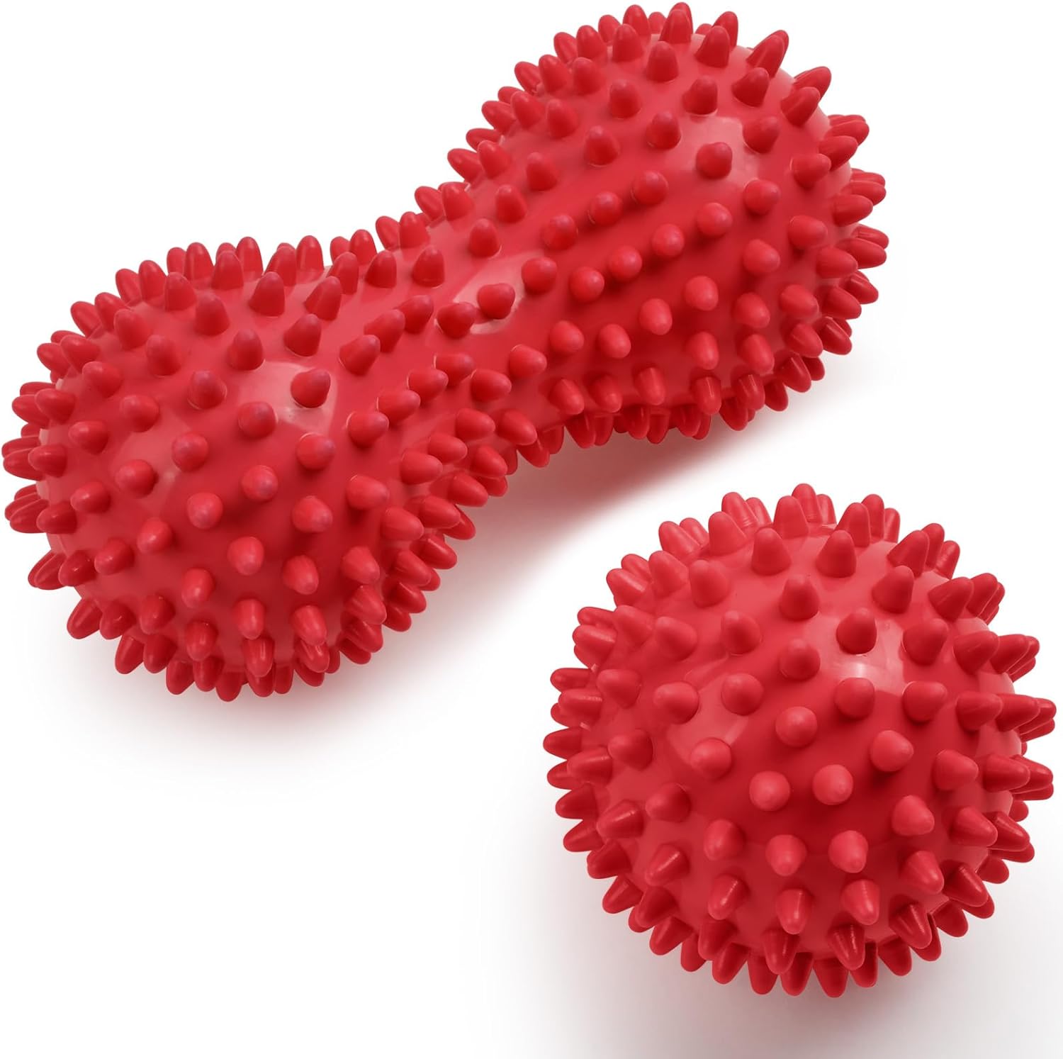 Spiky Massage Ball Hard Spiky Massage Ball Roller Set Professional Physical Therapy Massage Balls for Myofascial Release Trigger красный