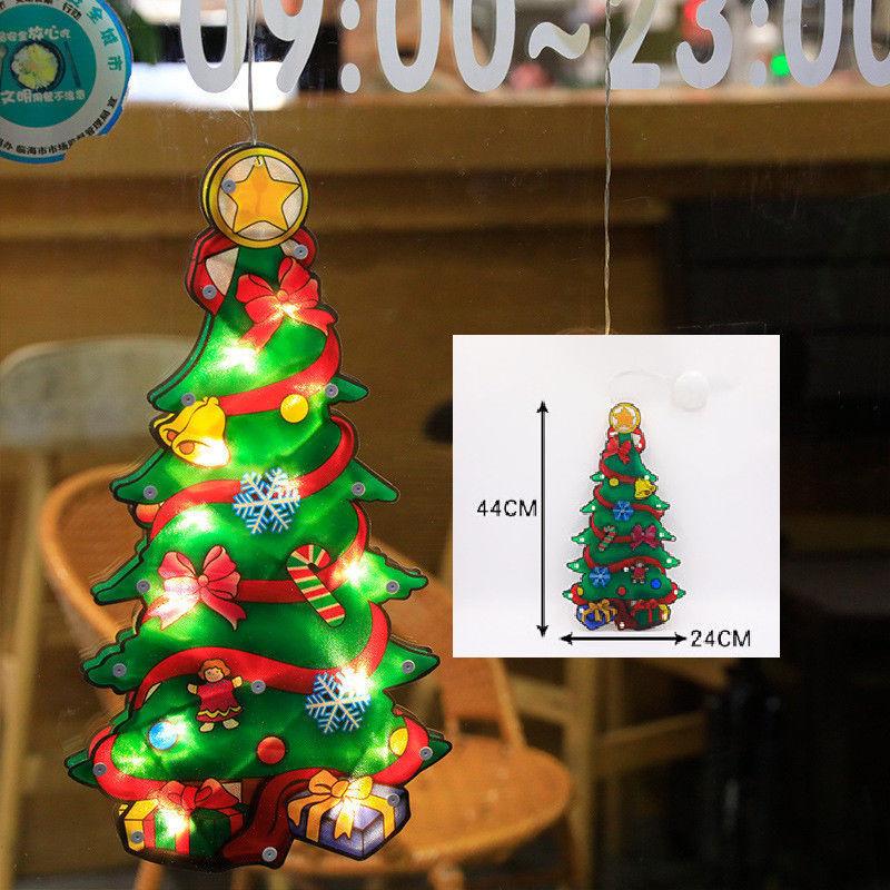 MAITA LED Luci a ventosa Babbo Natale Pupazzo di neve Luci da appendere alla finestra Luci decorative per l'albero di Natale