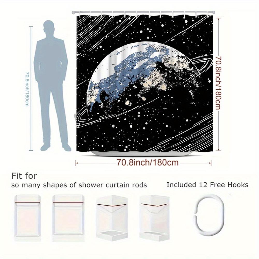 1pc for Galaxy Shower Curtain with Space Scene Earth Pattern Creative Starry Sky Design Bathroom Decor Polyester Fabric Includes